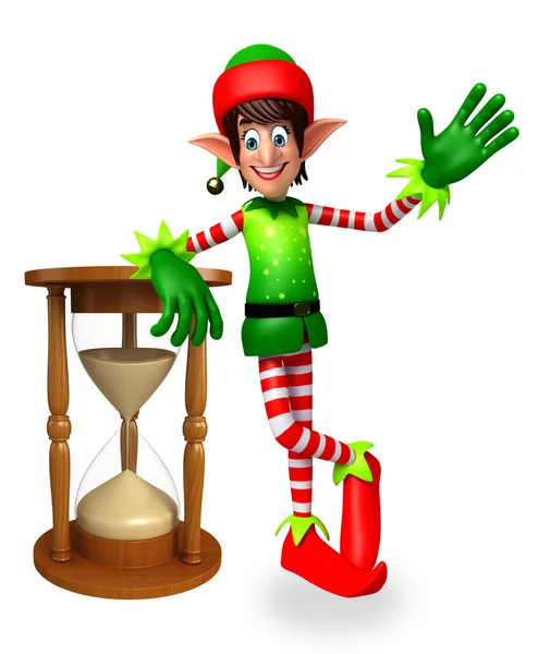 Kreslený elfové s pískem hodiny — Stock fotografie