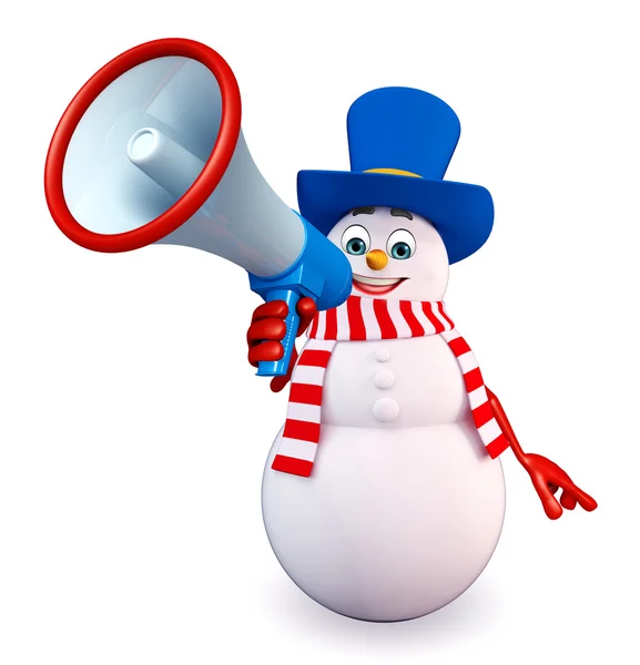 Cartoon sneeuwpop met luidspreker — Stockfoto