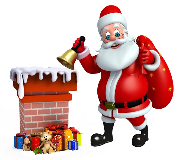 Santa claus met open haard — Stockfoto