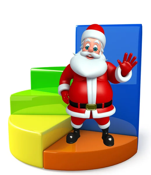 Cartoon Santa claus with business graph — Stock Photo, Image