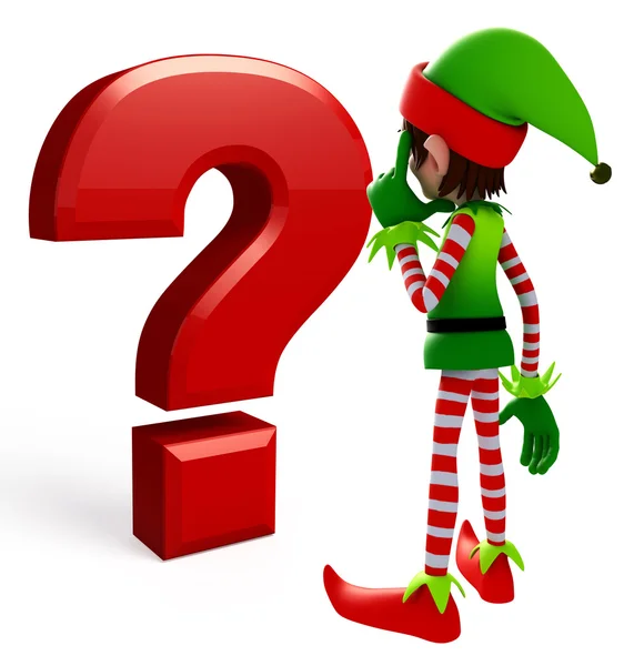 Cartoon Elves with question mark sign — Stock Photo, Image