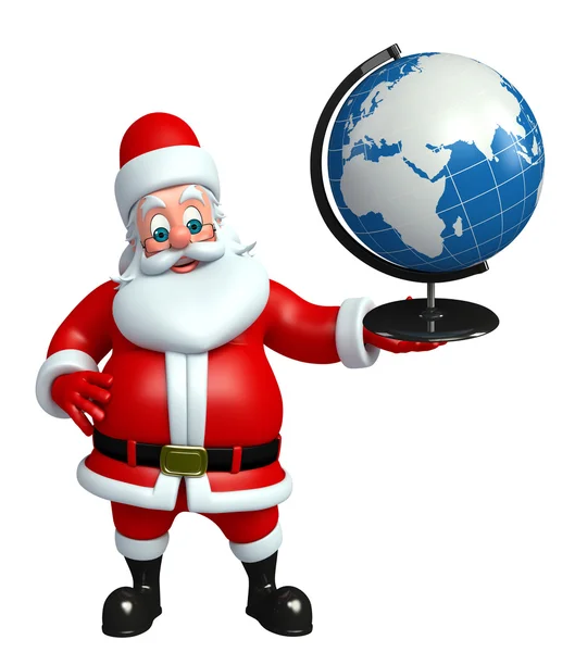 Cartone animato Babbo Natale con globo — Foto Stock