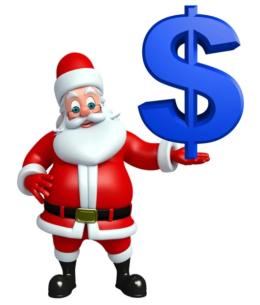 Cartone animato Babbo Natale con dollaro — Foto Stock