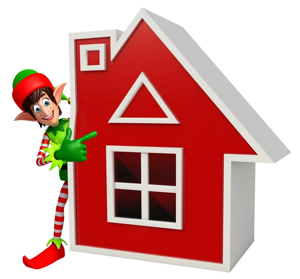 Cartoon-Elfen mit Haus — Stockfoto