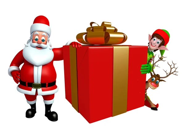 Cartoon Santa claus with gift box — Stock Photo, Image