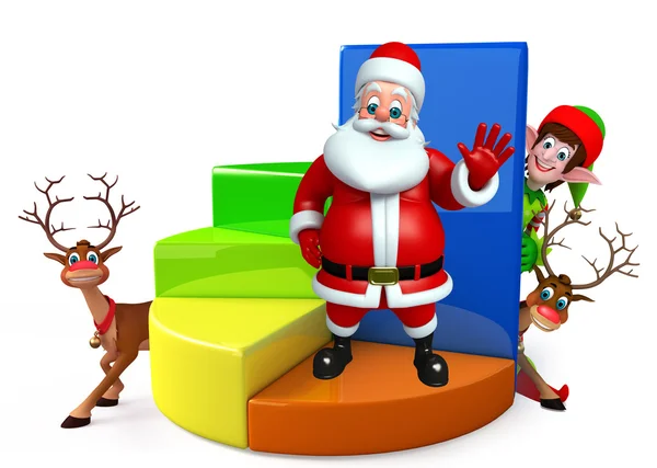 Cartoon Santa claus met zakelijke grafiek — Stockfoto