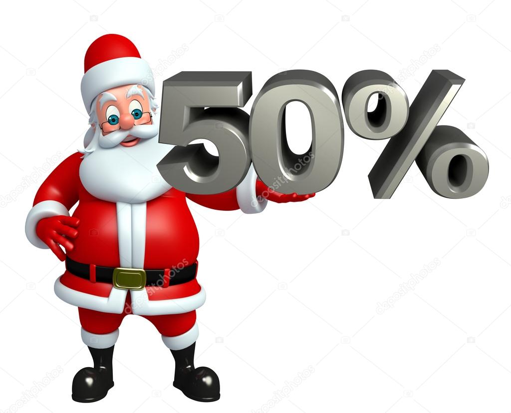 Babbo Natale del fumetto con il segno di percentuale — Foto Stock