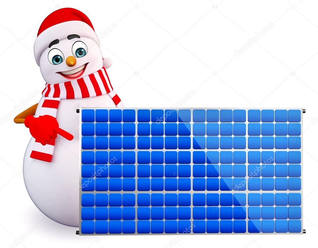 snowman with solar panels