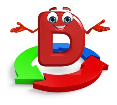 Çizgi film karakteri alfabenin D ok ile