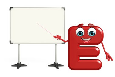 Çizgi film karakteri alfabenin E ekran kartı ile