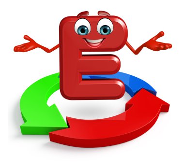 Çizgi film karakteri alfabenin E oklu