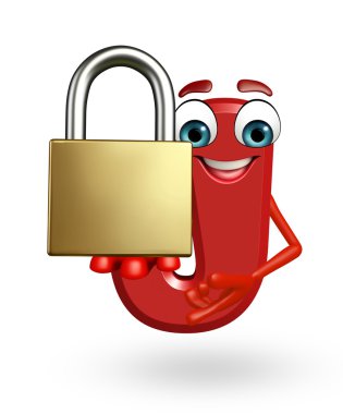 Çizgi film karakteri alfabenin J kilit ile