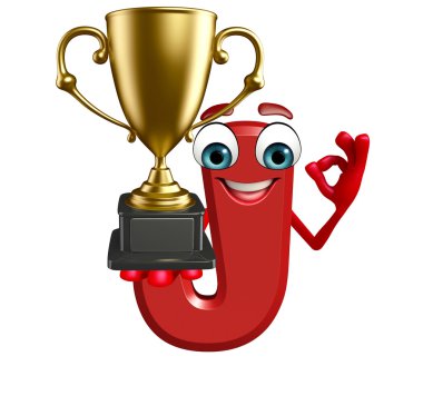 Çizgi film karakteri alfabenin J kupa ile