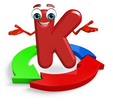 Çizgi film karakteri alfabenin K ok ile