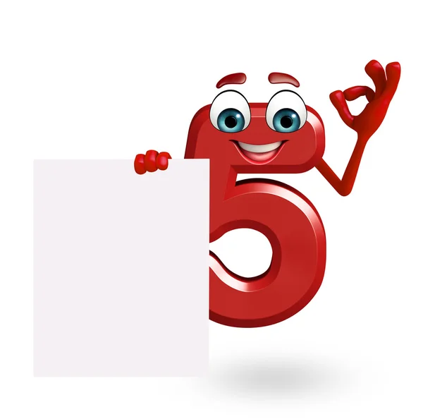 Cartoon character of five digit with sign — Stock Photo, Image