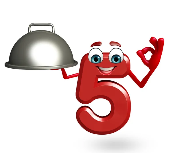 Cartoon character of five digit with pan — Stock Photo, Image