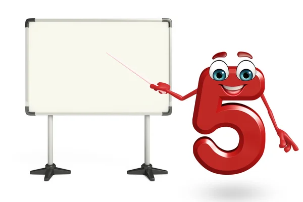 Cartoon character of five digit with display board — Stock Photo, Image