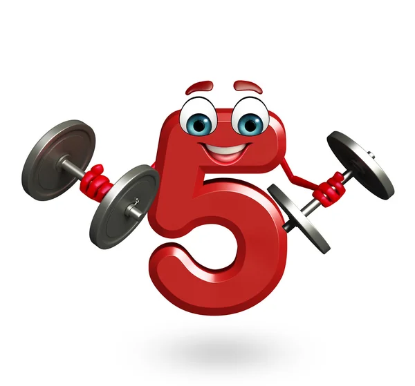 Cartoon character of five digit with weights — Stock Photo, Image