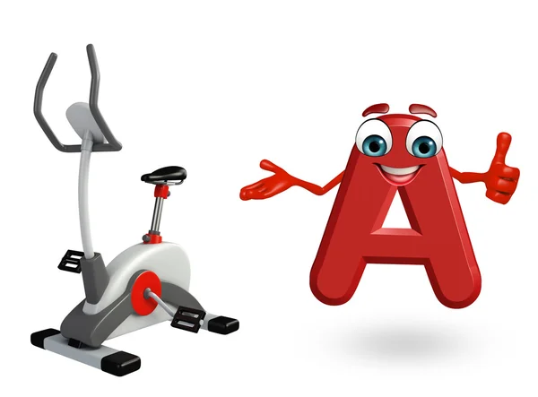 Carácter de dibujos animados del alfabeto A con máquina de ejercicios — Foto de Stock