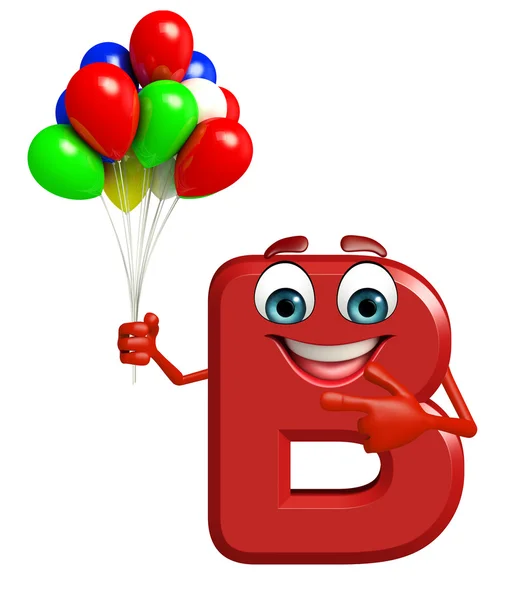Tecknad figur i alfabetet B med ballonger — Stockfoto