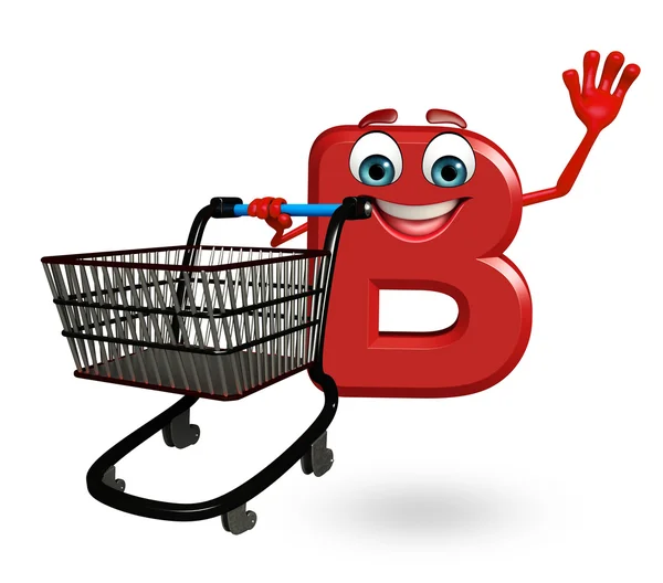 Cartoon Character of alphabet B with trolley — Stock Photo, Image