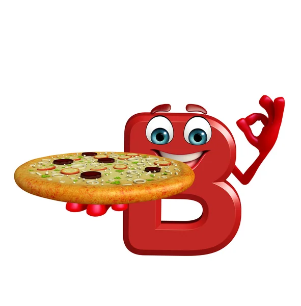 Cartoon Character of alphabet B with pizza — Stock Photo, Image