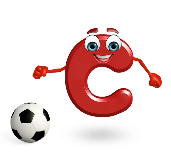 Stripfiguur van alfabet C met voetbal — Stockfoto