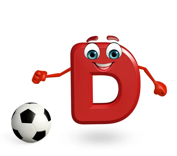 Cartoon Character of alphabet D with football — Stock Photo, Image