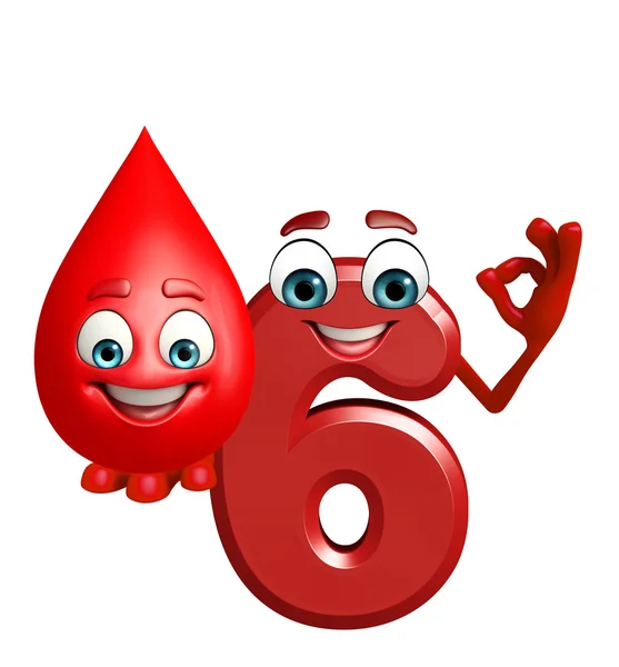 Cartoon character of six digit with blood drop — Stock Photo, Image