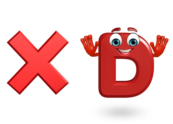 Carácter de dibujos animados del alfabeto D con signo de cruz —  Fotos de Stock