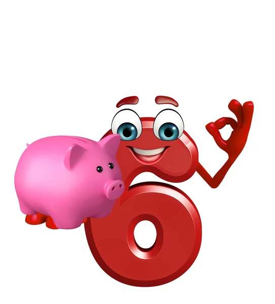 Piggy Bank hat számjegy rajzfilmfigura — Stock Fotó
