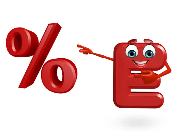 Cartoon Character of alphabet E with percentage sign — Stock Photo, Image