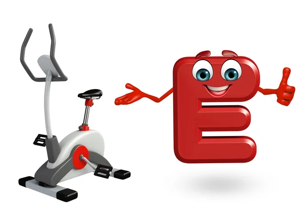 Zeichentrickfigur von Alphabet e mit Trainingsgerät — Stockfoto