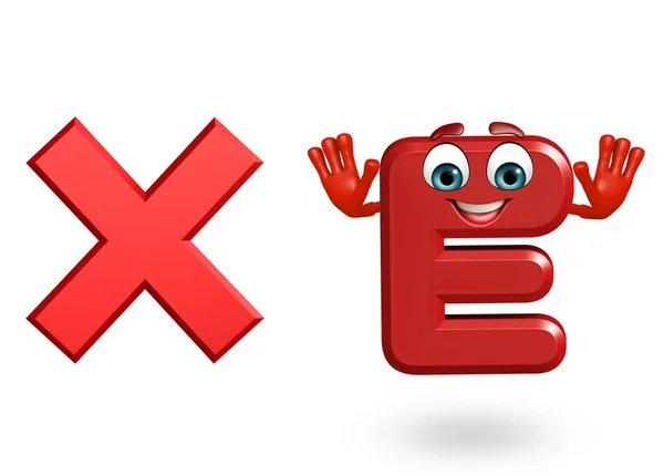 Tecknad figur i alfabetet E med kors tecken — Stockfoto