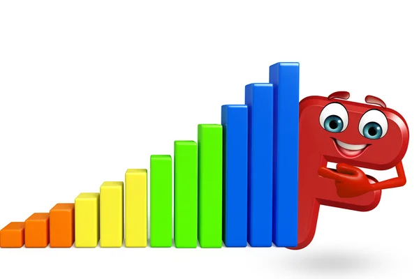 Мультяшный персонаж F с бизнес-графом — стоковое фото