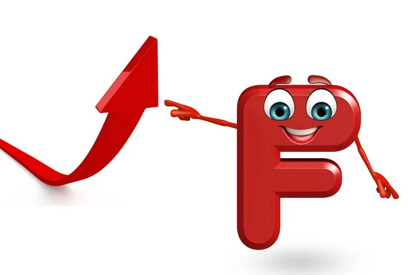 Cartoon Character of alphabet F with arrow — Stock Photo, Image