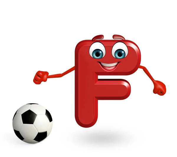Cartoon Character of alphabet F with football — Stock Photo, Image