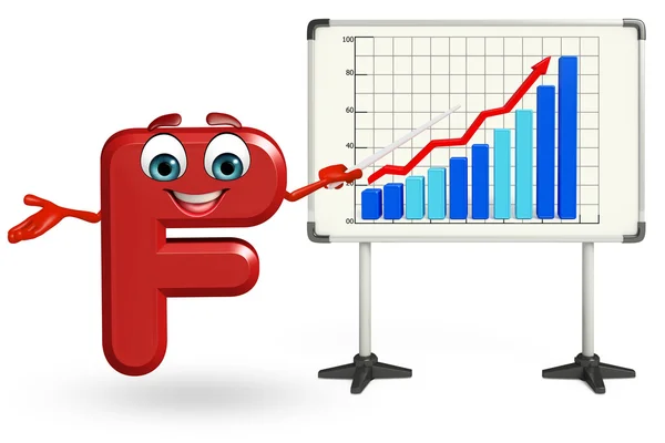 Мультяшный персонаж F с бизнес-графом — стоковое фото