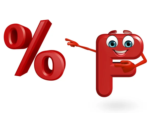 Cartoon Character of alphabet F with percentage sign — Stock Photo, Image