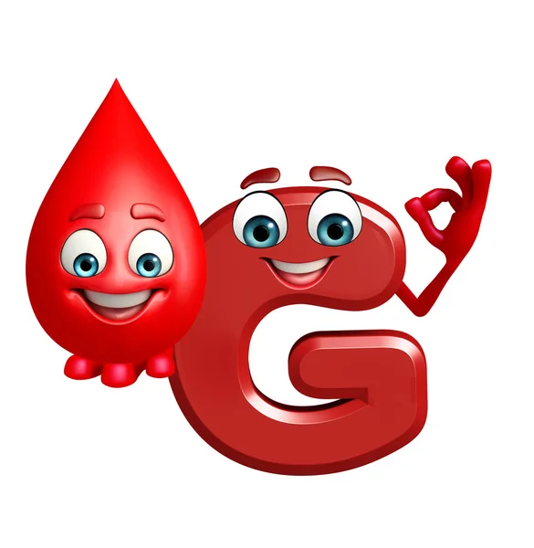 Zeichentrickfigur des Alphabets g mit Blutstropfen — Stockfoto