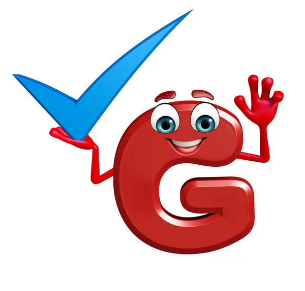 Kreslená postavička abecedy G s pravé znamení — Stock fotografie
