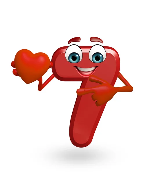 Cartoon character of seven digit with heart shape — Stock Photo, Image