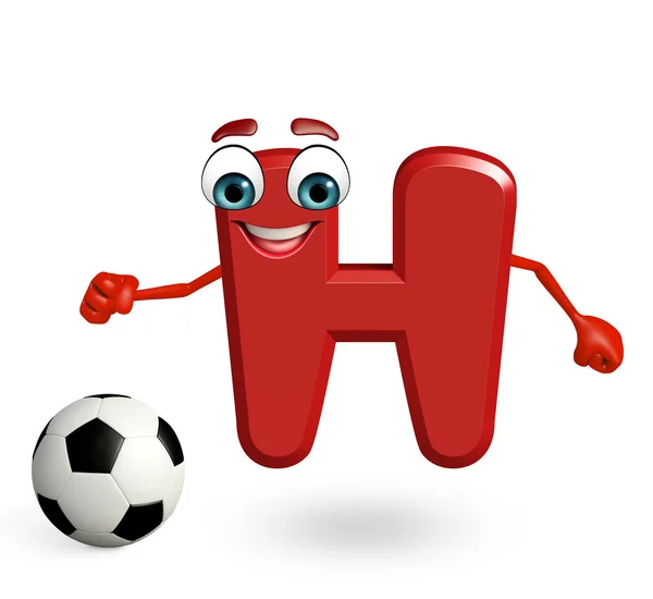 Caractère de dessin animé de l'alphabet H avec le football — Photo