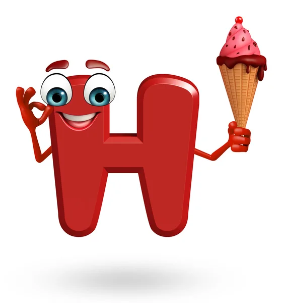 Kreslená postavička abecedy H s icecream — Stock fotografie