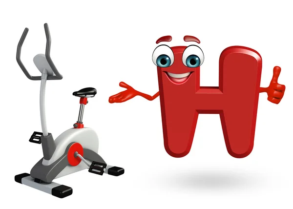 Zeichentrickfigur des Alphabets h mit Trainingsgerät — Stockfoto