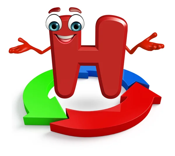 Kreslená postavička abecedy H s šipkou — Stock fotografie
