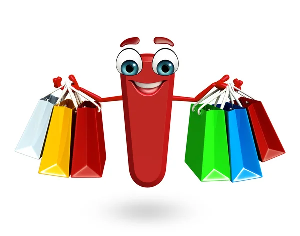 Desenhos animados Personagem do alfabeto I com saco de compras — Fotografia de Stock
