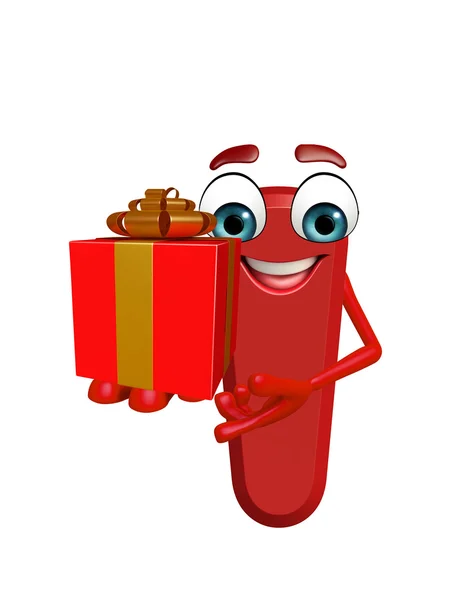 Cartoon Character of alphabet I with gift box — Stock Photo, Image