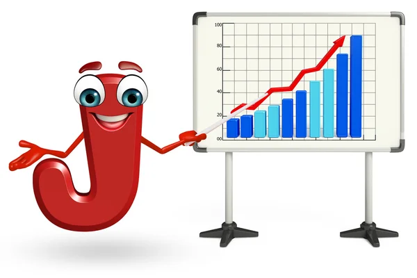 Cartoon-Figur von j mit Geschäftsdiagramm — Stockfoto