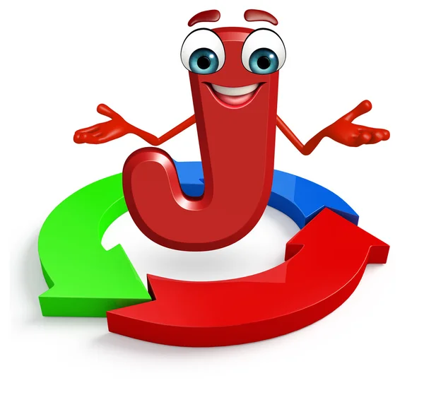 Desenhos animados Personagem do alfabeto J com seta — Fotografia de Stock